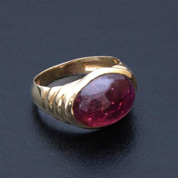 14K Gold Natural Tourmaline Ring, Vintage Custom Made Jewelry, Size 7.25 - Picture 5 of 8